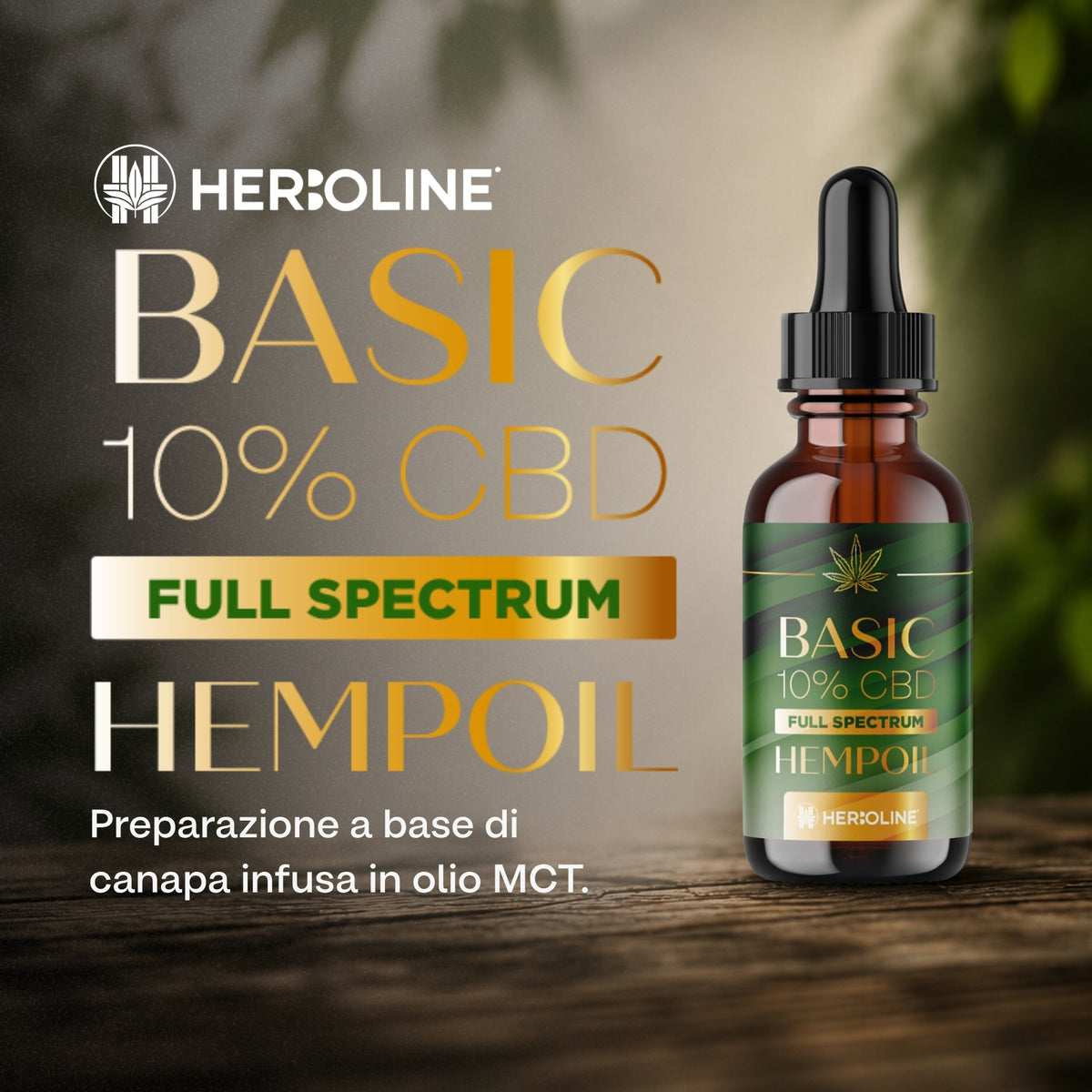 Olio CBD BASIC 10% Full Spectrum | 30ml | La scelta premium 100% naturale per ritrovare equilibrio quando tutto corre troppo veloce, olio di CBD full spectrum Herboline — immagine 2