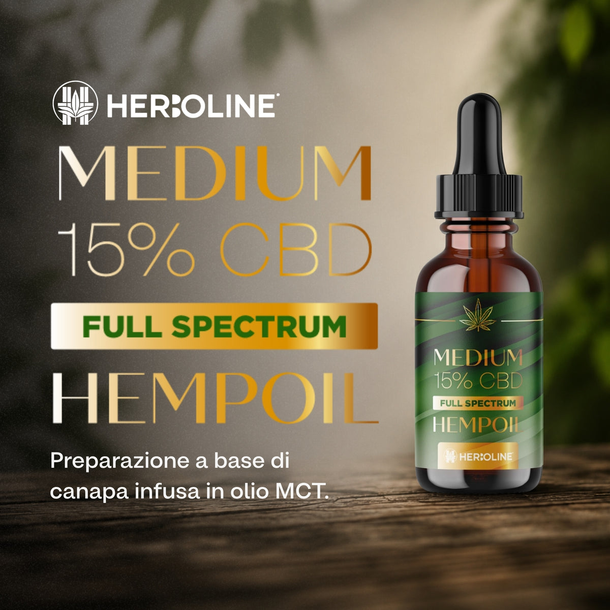 Olio CBD MEDIUM 15% Full Spectrum | 30ml | La scelta premium 100% naturale per ritrovare equilibrio quando tutto corre troppo veloce, olio di CBD full spectrum Herboline — immagine 2