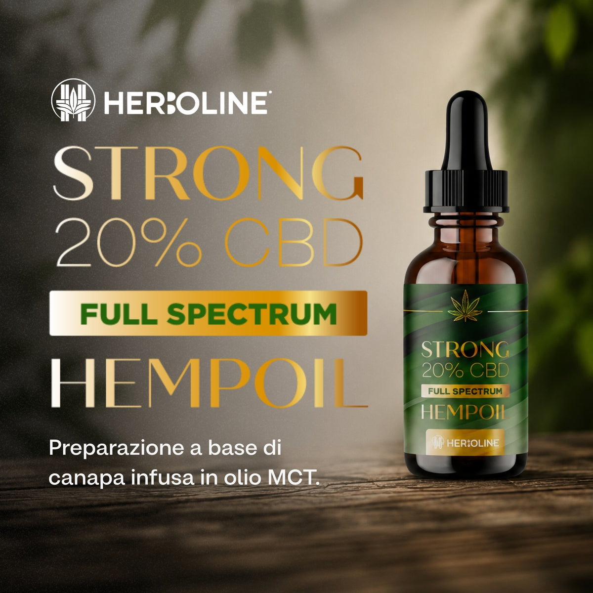 Olio CBD STRONG 20% Full Spectrum | 30ml | La scelta premium 100% naturale per ritrovare equilibrio quando tutto corre troppo veloce, olio di CBD full spectrum Herboline — immagine 2