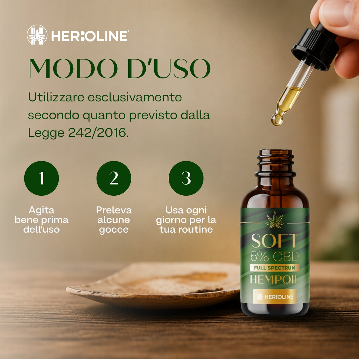Olio CBD SOFT 5% Full Spectrum | 30ml | La scelta premium 100% naturale per ritrovare equilibrio quando tutto corre troppo veloce, olio di CBD full spectrum Herboline — immagine 7